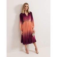 Ombre V-Neck Midi Waisted Dress