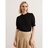 Linen Rich Textured Crew Neck Blouse