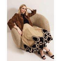Cotton Rich Printed Midi A-Line Skirt