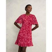 Floral Round Neck Knee Length Skater Dress