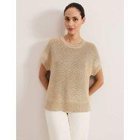 Metallic Textured Round Neck Jumper