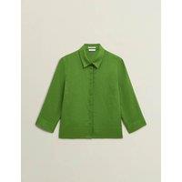Pure Linen Collared 3/4 Sleeve Shirt
