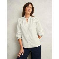 Cotton Blend Frill Detail Broderie Blouse