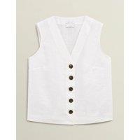 HOBBS Pure Linen Button Through Waistcoat White