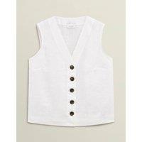 HOBBS Pure Linen Button Through Waistcoat White