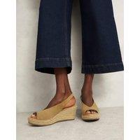 Suede Buckle Wedge Espadrilles