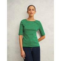 Pure Cotton Striped Button Back Top
