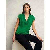 V-Neck Cap Sleeve Blouse