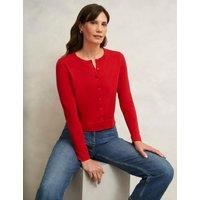 Cotton Rich Crew Neck Cropped Cardigan
