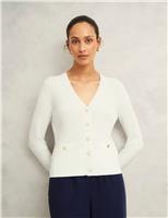HOBBS Ribbed V-Neck Cardigan White