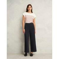 HOBBS Kimmi Cotton Rich Wide Leg Cropped Trousers Blue