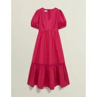 Pure Cotton Embroidered V-Neck Skater Dress