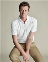 Cotton Rich Waffle Half Zip Polo Shirt