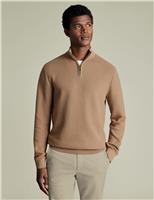 Pure Cotton Textured Half-Zip Jumper