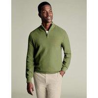 Pure Cotton Textured Half-Zip Jumper