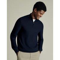 Pure Cotton Textured Half-Zip Jumper