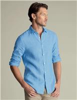 Charles Tyrwhitt Slim Fit Pure Linen Shirt Dark Blue