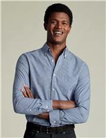 Charles Tyrwhitt Non Iron Regular Fit Check Oxford Shirt Blue Mix