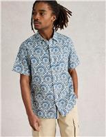Regular Fit Pure Cotton Tile Print Shirt