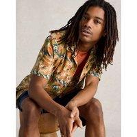 Regular Fit Linen Blend Floral Short Sleeve Shirt