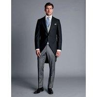 Charles Tyrwhitt Slim Fit Pure Wool Stripe Trousers Black Mix