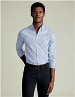 Charles Tyrwhitt Non Iron Slim Fit Stretch Check Oxford Shirt Navy Mix