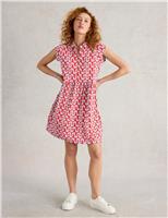 Cotton Blend Floral Shirt Dress