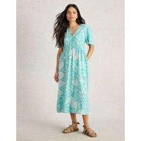 Printed V-Neck Midi Tea Dress