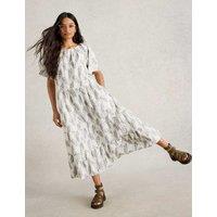 Pure Cotton Jacquard Midi Tiered Dress
