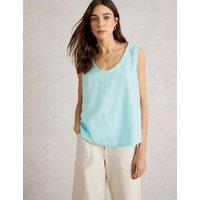 Pure Cotton Scoop Neck Button Detail Vest Top