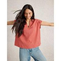 Pure Cotton Embroidered Notch Neck Top