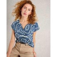 Pure Cotton Printed Notch Neck T-Shirt