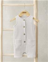 Mamas & Papas Cotton Rich Striped Romper (0-12 Mths) Beige