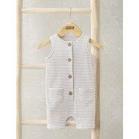 Mamas & Papas Cotton Rich Striped Romper (0-12 Mths) Beige