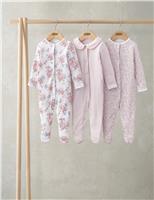 Mamas & Papas 3 Pack Pure Cotton Floral Sleepsuits (0-24 Mths) Pink Mix