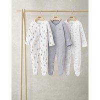 3pk Pure Cotton Nautical Sleepsuits (0-24 Mths)