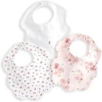 3pk Pure Cotton Floral Scallop Dribble Bibs