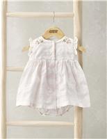 Mamas & Papas Cotton Blend Gingham Romper Dress (0-12 Mths) Pink Mix