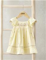 Pure Cotton Frill Embroidered Dress (0-3 Yrs)