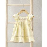 Mamas & Papas Pure Cotton Frill Embroidered Dress (0-3 Yrs) Yellow Mix