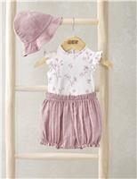 3pc Pure Cotton Floral Top & Bottom Outfit (0-12 Mths)