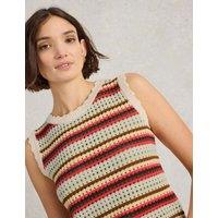 Pure Cotton Striped Textured Knitted Vest