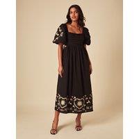 Pure Cotton Embroidered Midi Dress