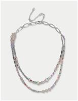 Glass Beaded Pearl Multi Row Necklace