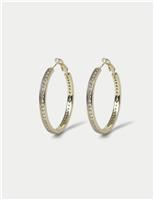 14ct Gold Plated Large Cubic Zirconia Hoop Earrings