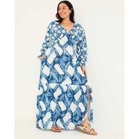 Printed V-Neck Maxi Tiered Dress