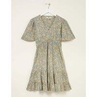 Pure Cotton Floral V-Neck Mini Tiered Dress