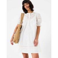 FatFace Broderie Mini Shift Dress Ivory