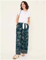 FatFace Pure Cotton Lace Detail Tie Front Top White