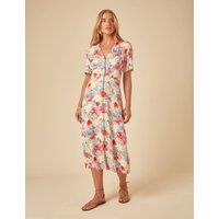 Floral V-Neck Midi Waisted Dress